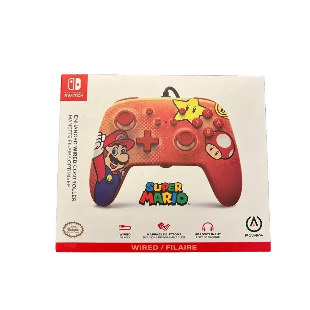 Official Super Mario Red Wired Controller for Nintendo Switch-New In Box